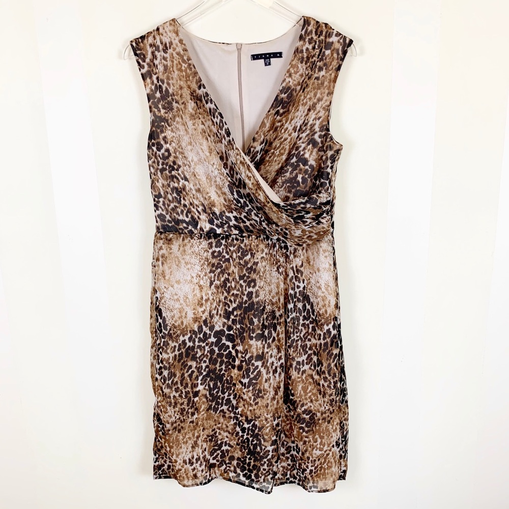 Tiana B Leopard Print Faux Wrap Dress